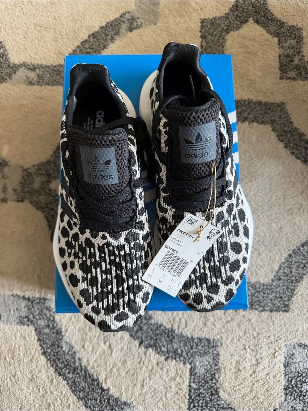 adidas Women’s Black & White Leopard Sneakers